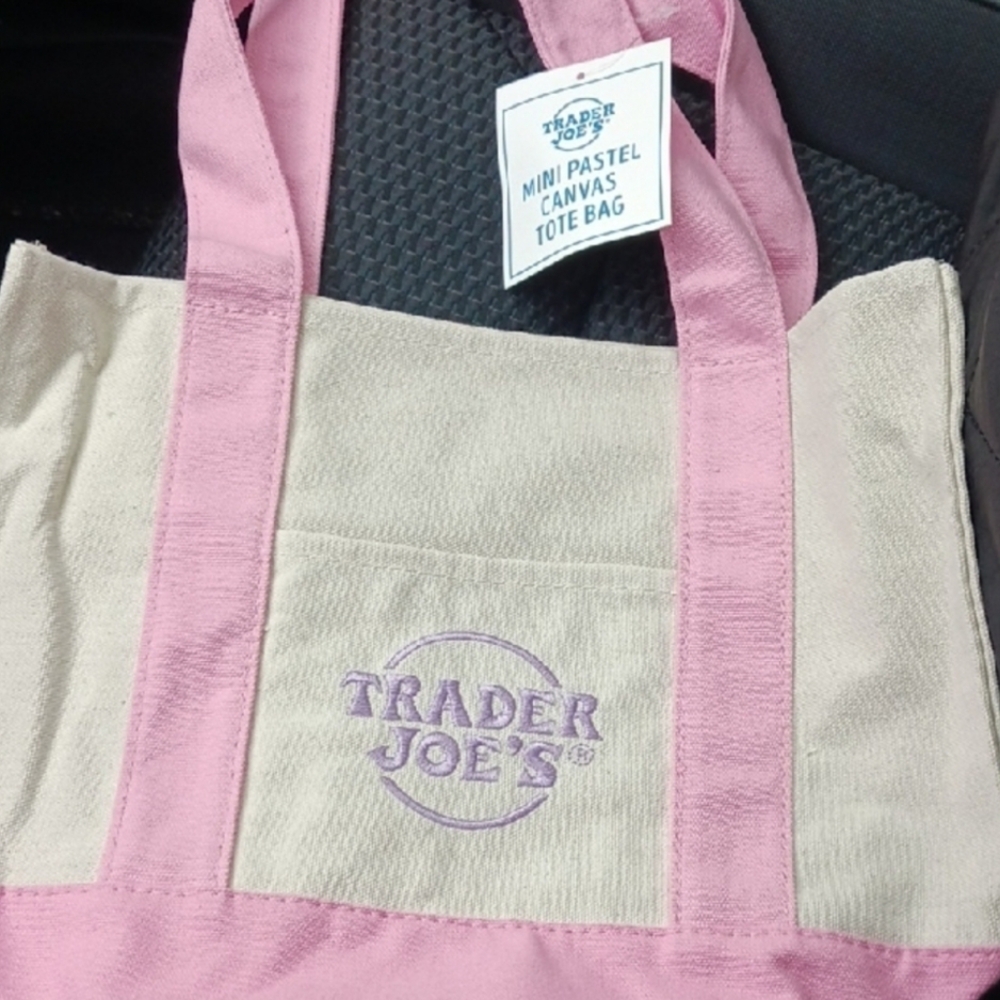 Trader Joe's Pink and Cream Tote Bag